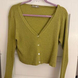 Everlane Cotton-Merino v-neck cropped cardigan